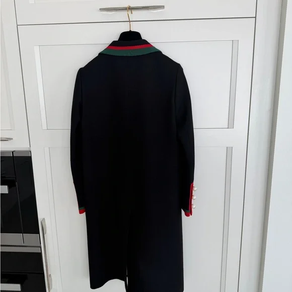 Gucci Black Coat with Red and Green Trim - Picture 4 of 15